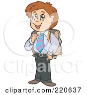 Royalty Free RF Clipart Illustration Of A Confident Brunette School Boy In His Uniform