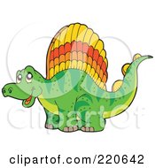 Royalty Free RF Clipart Illustration Of A Cute Green Orange And Yellow Dinosaur