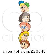 Royalty Free RF Clipart Illustration Of A Stack Of School Boy And School Girl Faces