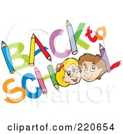 Royalty Free RF Clipart Illustration Of A School Boy And Girl Over Back To School Pencils