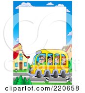 Poster, Art Print Of Group Of Happy School Children And Driver On A Bus