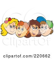 Royalty Free RF Clipart Illustration Of A Row Of School Boy And School Girl Faces