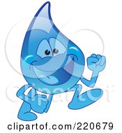 Royalty Free RF Clipart Illustration Of A Blue Water Droplet Character Running