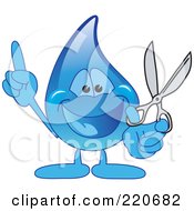 Poster, Art Print Of Blue Water Droplet Character Holding Scissors