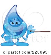 Poster, Art Print Of Blue Water Droplet Character Using A Pointer Stick