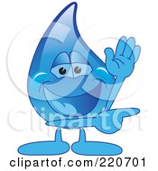 Poster, Art Print Of Blue Water Droplet Character Waving And Pointing