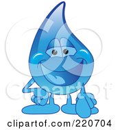 Royalty Free RF Clipart Illustration Of A Blue Water Droplet Character Pointing Outwards by Mascot Junction