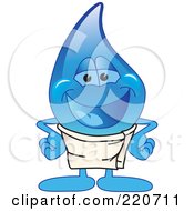 Poster, Art Print Of Blue Water Droplet Character Wearing A Towel