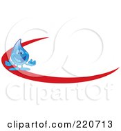 Poster, Art Print Of Blue Water Droplet Character Logo With A Red Dash