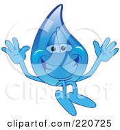 Royalty Free RF Clipart Illustration Of A Blue Water Droplet Character Jumping