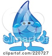 Royalty Free RF Clipart Illustration Of A Blue Water Droplet Character Holding A Thumbs Up by Toons4Biz