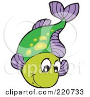 Poster, Art Print Of Cute Green And Purple Fish Leaping Out Of Water