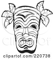 Black And White Wooden Hawaiian Tribal Mask