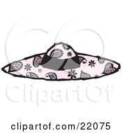 Clipart Picture Of A Fashionable Pink Floral And Heart Paisley Patterned Womans Hat
