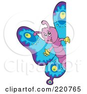 Royalty Free RF Clipart Illustration Of A Cute Butterfly Holding Up A Blank Sign