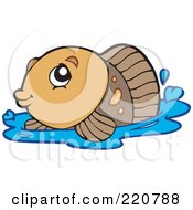 Poster, Art Print Of Cute Brown Fish Surfacing On Water