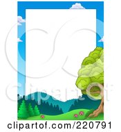 Poster, Art Print Of Frame Of Sky Mountains And Trees Around White Space