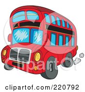 Poster, Art Print Of Red Cartoon Double Decker Bus