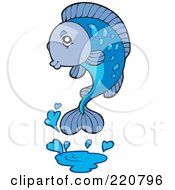 Cute Blue Fish Leaping Out Of Water And Splashing