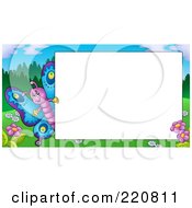 Poster, Art Print Of Cute Butterfly By A Blank White Sign