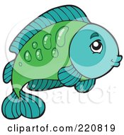 Poster, Art Print Of Cute Green And Turquoise Fish Leaping