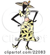Clipart Picture Of A Sassy Woman A Mother Or Wife Wearing A Hat High Heels And Fashionable Dress Standing With Her Hands On Her Hips And Tapping Her Foot by Steve Klinkel #COLLC22083-0051