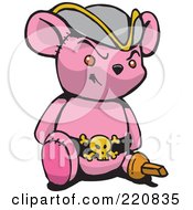 Poster, Art Print Of Pink Pirate Teddy Bear With A Peg Leg