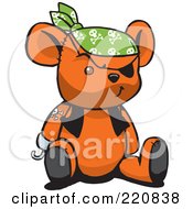 Poster, Art Print Of Royalty-Free Rf Clipart Illustration Of An Orange Pirate Teddy Bear With A Hook Hand