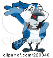Royalty Free RF Clipart Illustration Of A Happy Blue Jay Gesturing Ok by Dennis Holmes Designs