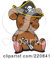 Poster, Art Print Of Brown Pirate Teddy Bear With A Knife In His Belt