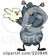Poster, Art Print Of Happy Rhino Beetle Gesturing Ok