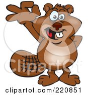 Poster, Art Print Of Happy Beaver Gesturing Ok