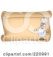 Poster, Art Print Of Horizontal Parchment Sign Of A Chef Presenting