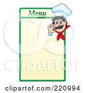 Male Chef Gesturing Ok On A Green And Yellow Menu Board