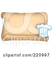 Royalty Free RF Clipart Illustration Of A Horizontal Parchment Scroll Sign With A Chefs Hat by visekart