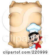 Poster, Art Print Of Aged Vertical Parchment Sign Of A Chef Gesturing Ok