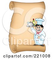 Poster, Art Print Of Vertical Parchment Sign Of A Male Chef Serving Wine