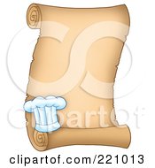 Royalty Free RF Clipart Illustration Of A Vertical Parchment Scroll Sign With A Chefs Hat