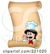 Poster, Art Print Of Vertical Parchment Sign Of A Chef Gesturing Ok - 2