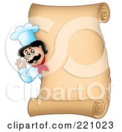 Poster, Art Print Of Vertical Parchment Sign Of A Chef Gesturing Ok - 3