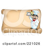 Poster, Art Print Of Horizontal Parchment Sign Of A Male Chef Serving Wine