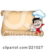 Poster, Art Print Of Horizontal Parchment Sign Of A Chef Gesturing Ok
