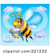 Poster, Art Print Of Flying Bee With A Jar Of Honey