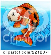 Royalty Free RF Clipart Illustration Of A Calico Koi Fish Swimming