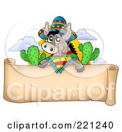 Poster, Art Print Of Mexican Donkey Over A Blank Parchment Banner