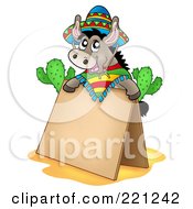 Poster, Art Print Of Mexican Donkey Behind A Blank Sidewalk Sign