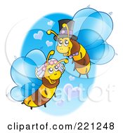 Poster, Art Print Of Wedding Bee Couple With Heart Clouds