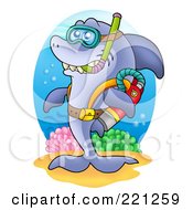 Poster, Art Print Of Happy Scuba Shark With Gear