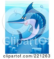 Poster, Art Print Of Swimming Blue Sailfish In The Sea
