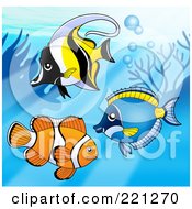 Poster, Art Print Of Three Marine Fish By A Reef - 1